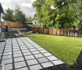 Pavers, Grass, Sprinklers, Gardens, Rock Retaining wall, Mulch, Plants AJA Landscape