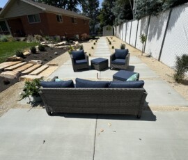 Concrete. Paver Walkway, Chat, Flagstone steps, Rock Retaining wall